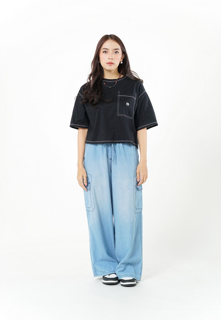 Greenlight Women's T-Shirt Short Sleeve Boxy Fit Cotton Misana C030526