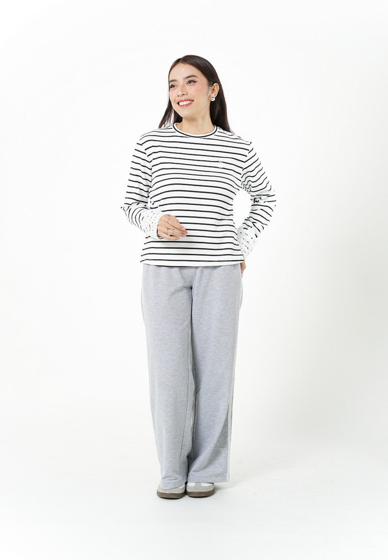 Greenlight Kaos Garis Wanita Lengan Panjang Loose Fit Stripe Tee Vivi HP-070426