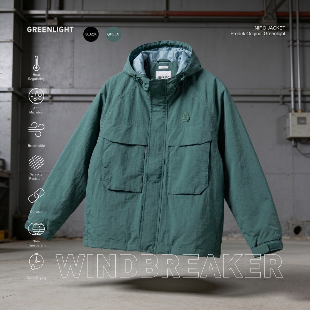 Greenlight Men's Windbreaker Jacket Regular Fit Crinkle Taslan Niro OL-C060426
