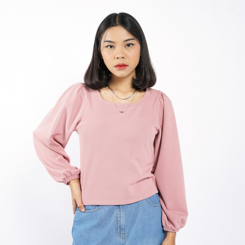 Greenlight Women's T-Shirt Long Balloon Sleeve Body Fit Mini Rib Sonoko C010826