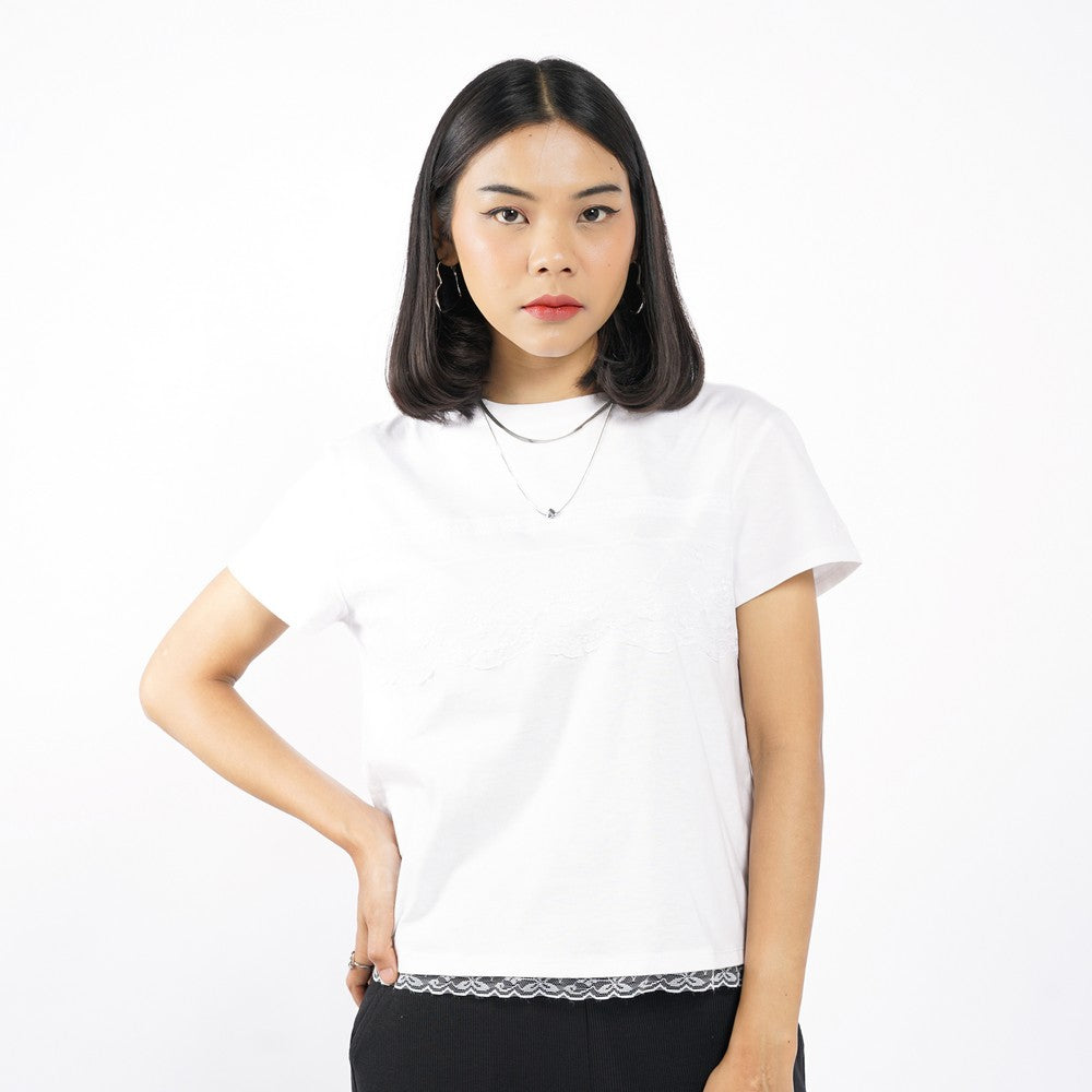 Greenlight Women's T-Shirt Short Sleeve Loose Fit Cotton Lace Luna C010626