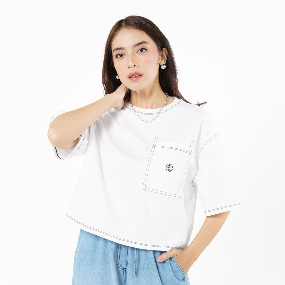 Greenlight Women's T-Shirt Short Sleeve Boxy Fit Cotton Misana C030526