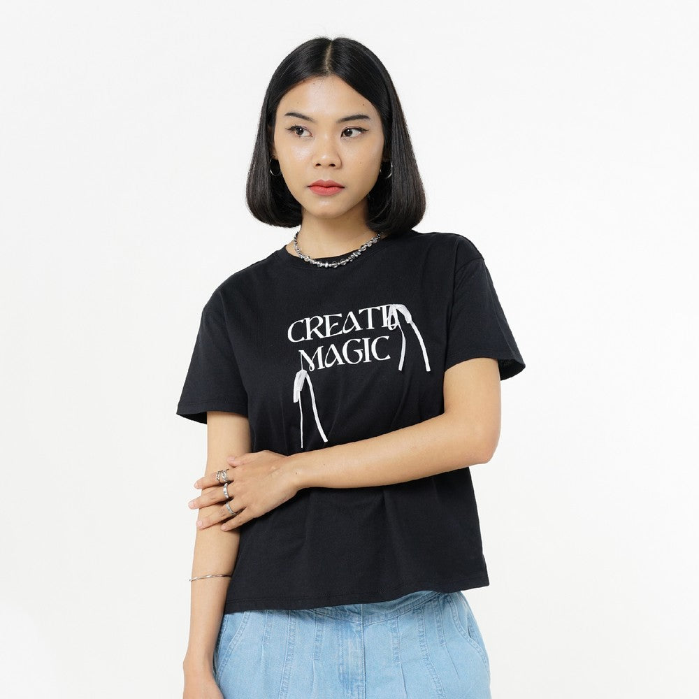 Greenlight Women's T-Shirt Short Sleeve Basic Fit Cotton Ribbon Kirie C070326