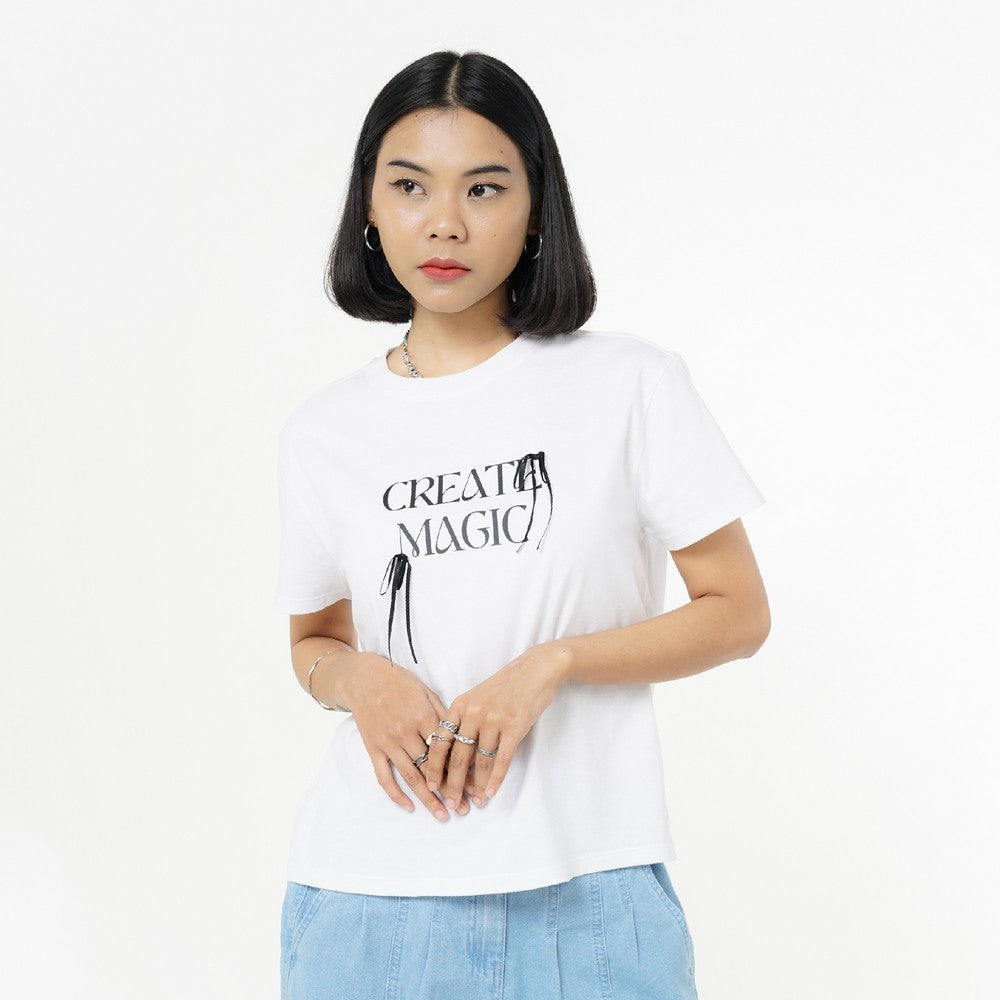 Greenlight Women's T-Shirt Short Sleeve Basic Fit Cotton Ribbon Kirie C070326