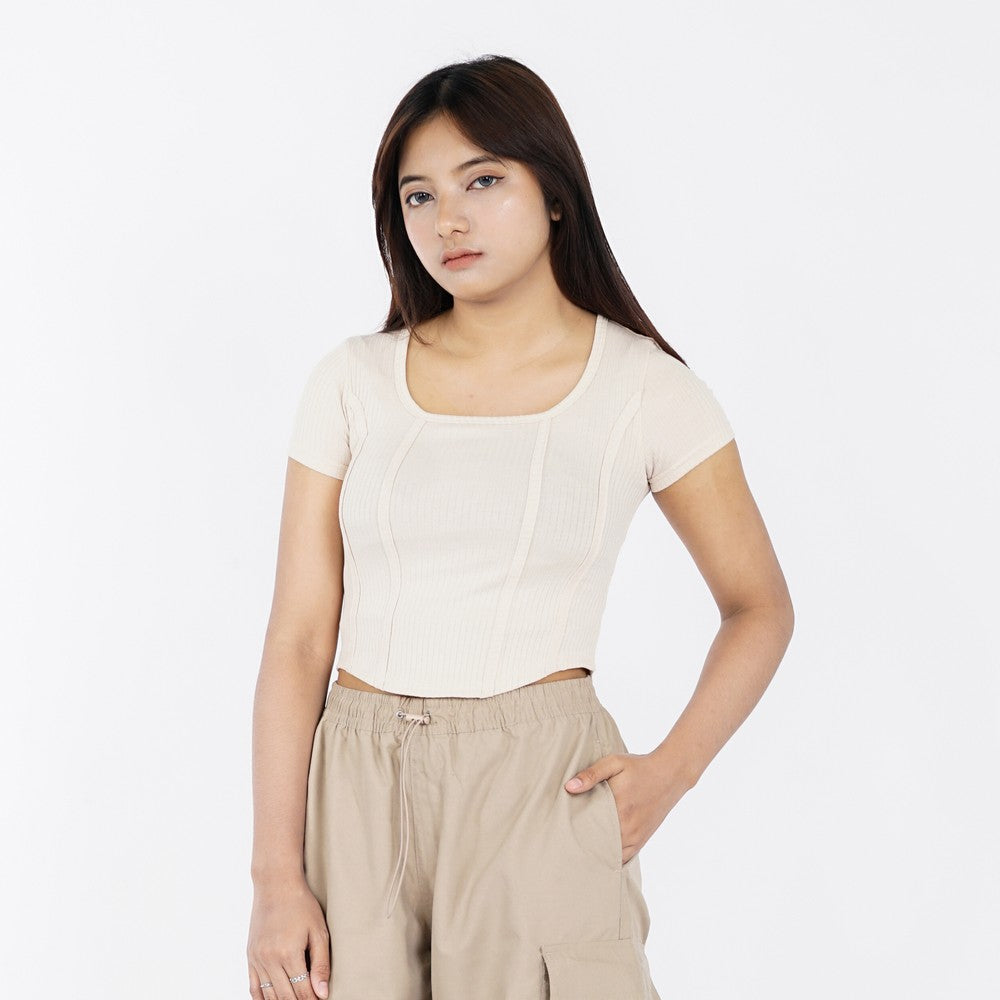 Greenlight Women's T-Shirt Short Sleeve Crop Top Square Neck Sinoe C101124