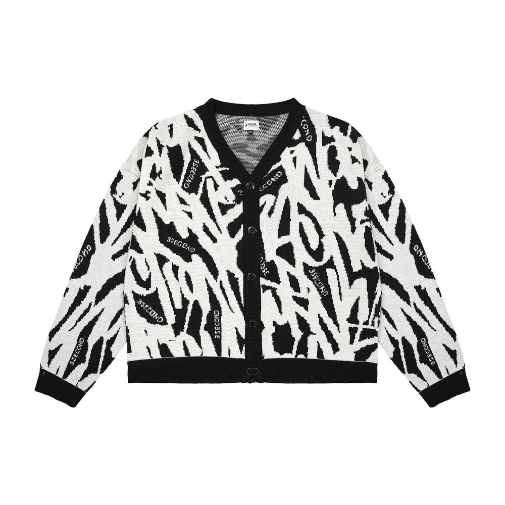 3Second Men's Cardigan Jacket Regular Fit Acrylic Abstract OL-030925