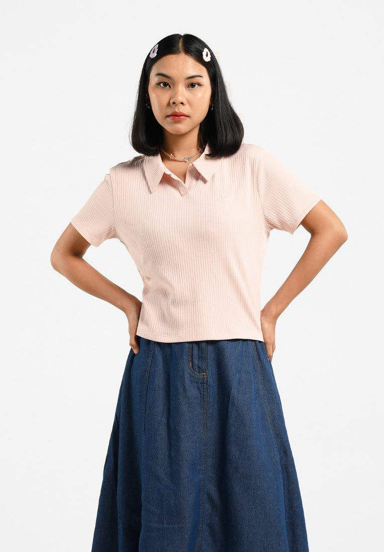 Greenlight Women's Collar T-Shirt Short Sleeve Body Fit Hatako HP-C240225
