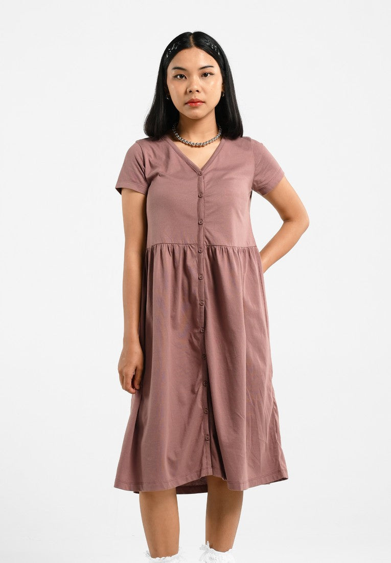 Greenlight Midi Dress Short Sleeve Button Opening Keira HP-C040325