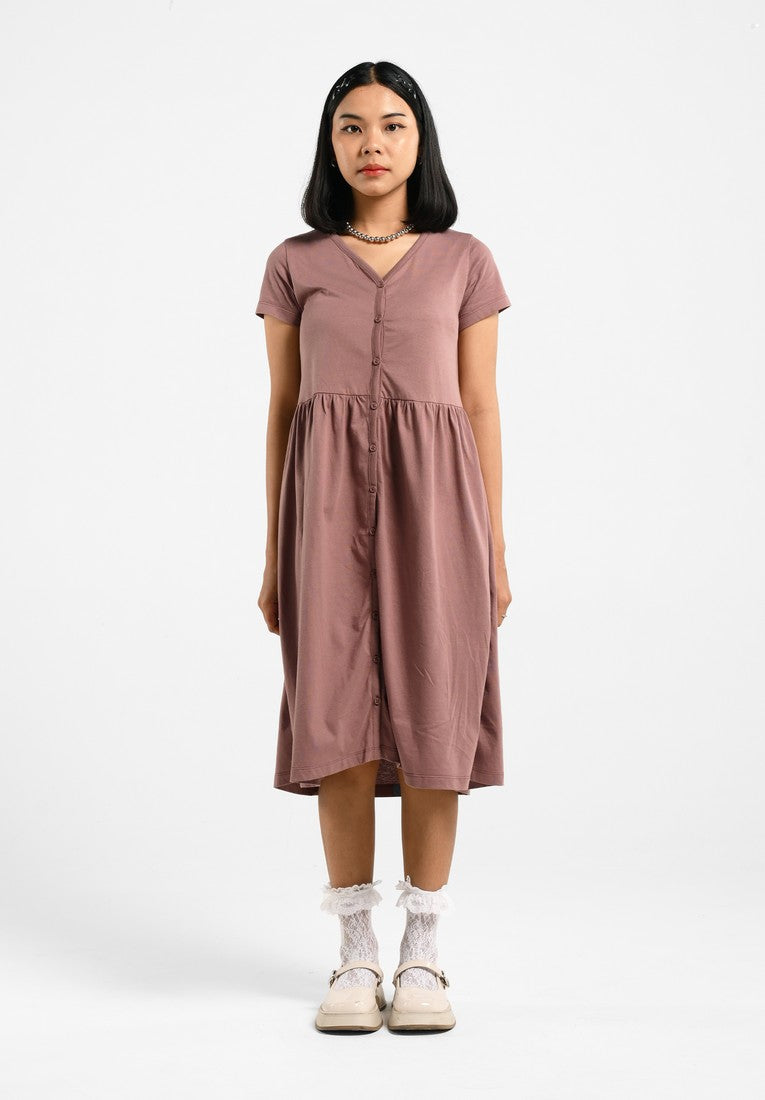 Greenlight Midi Dress Short Sleeve Button Opening Keira HP-C040325