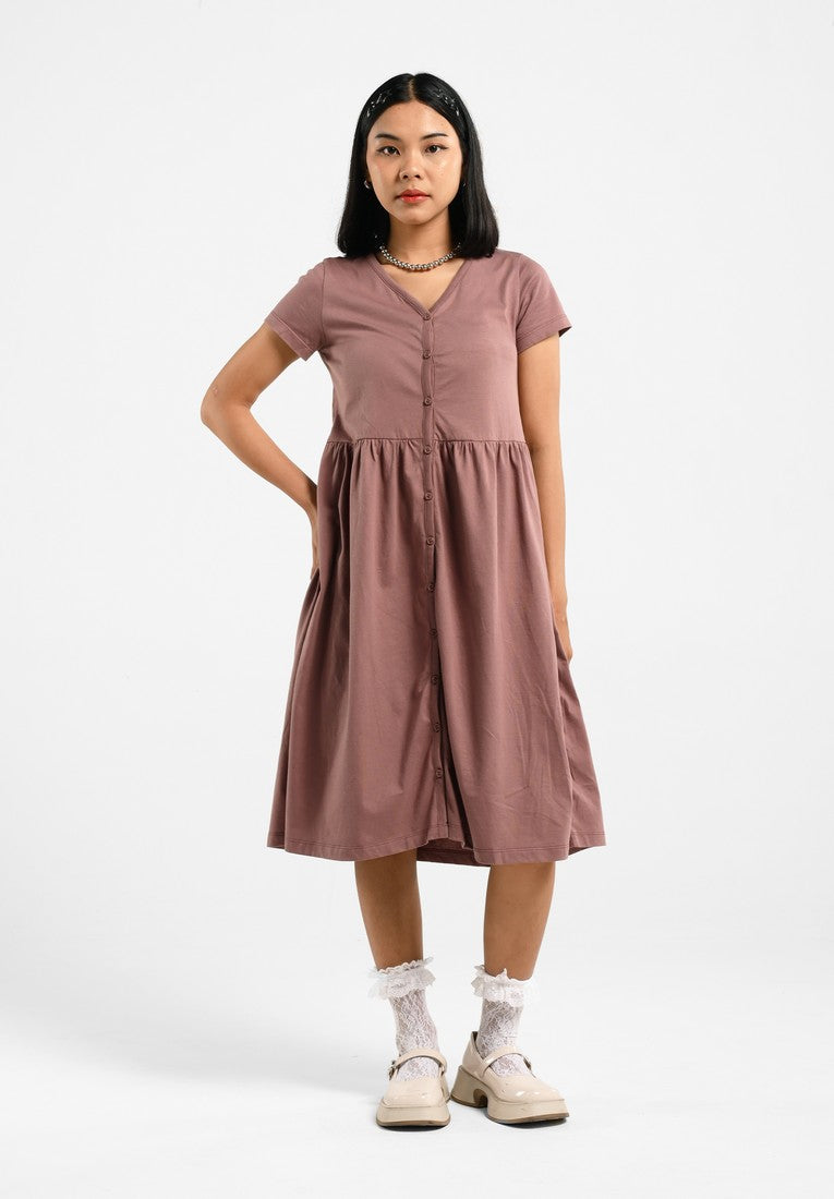 Greenlight Midi Dress Short Sleeve Button Opening Keira HP-C040325