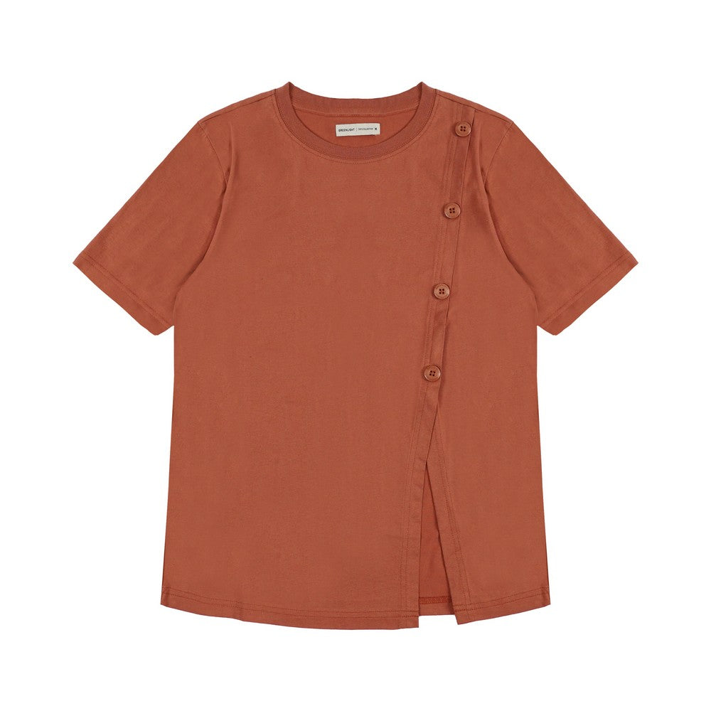 Greenlight Women's T-Shirt Short Sleeve Regular Fit Cotton Button Midori C150325