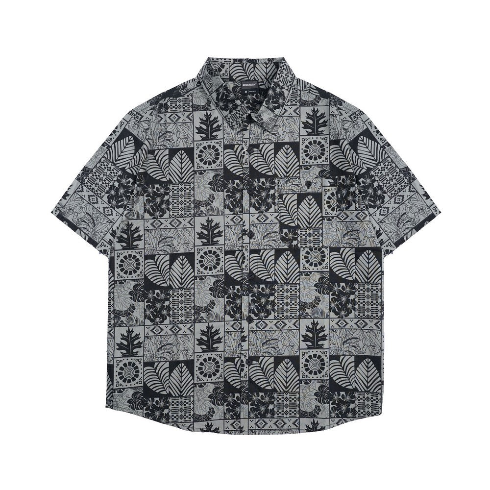 Greenlight Men's Shirt Short Sleeve Regular Fit Cotton Poplin Full Print Jean HP-C011125