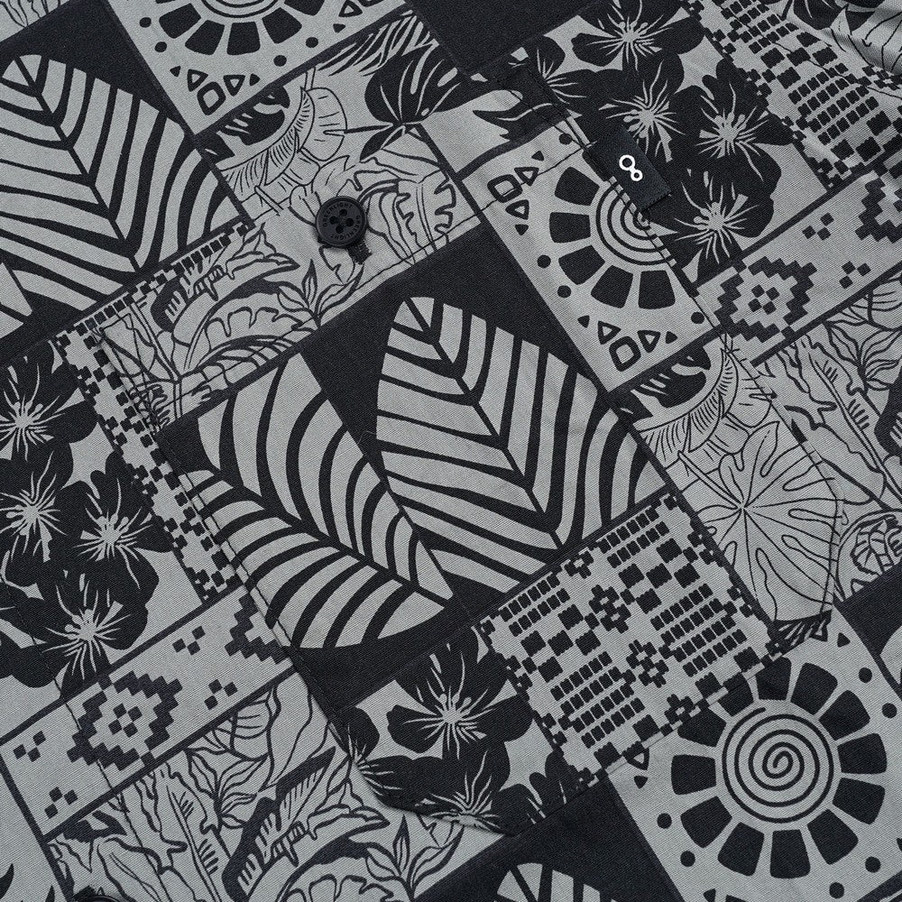 Greenlight Men's Shirt Short Sleeve Regular Fit Cotton Poplin Full Print Jean HP-C011125