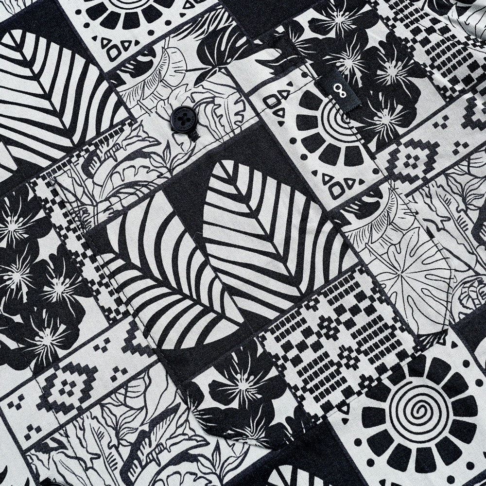 Greenlight Men's Shirt Short Sleeve Regular Fit Cotton Poplin Full Print Jean HP-C011125