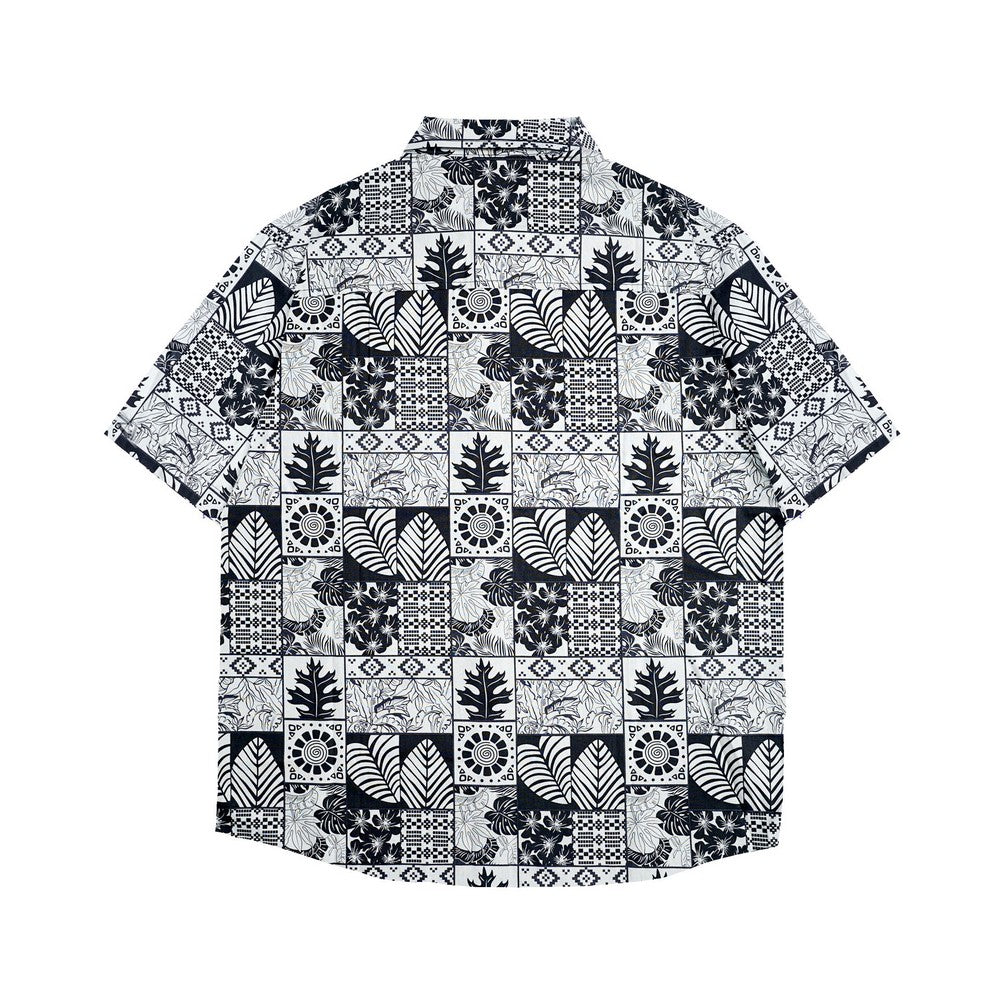 Greenlight Men's Shirt Short Sleeve Regular Fit Cotton Poplin Full Print Jean HP-C011125