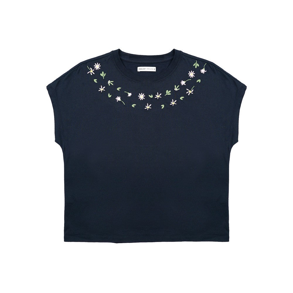 Greenlight Women's T-Shirt Sleeveless Loose Fit Cotton Embroidery Tomie C101225