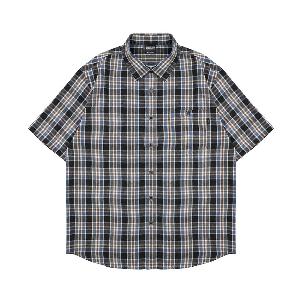 Greenlight Men's Plaid Checked Shirt Short Sleeve Regular Fit Piero HP-030126