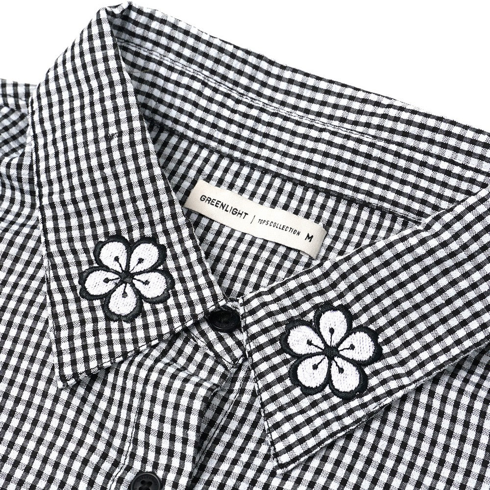 Greenlight Women's Plaid Shirt Long Sleeve Loose Fit Seersucker Blouse Cheline HP-040126