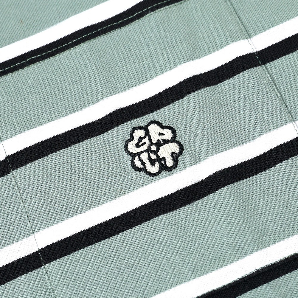 Greenlight Kaos Garis Wanita Lengan 7/8 Loose Fit Katun Polyester Stripe Tee Rui HP-C050126