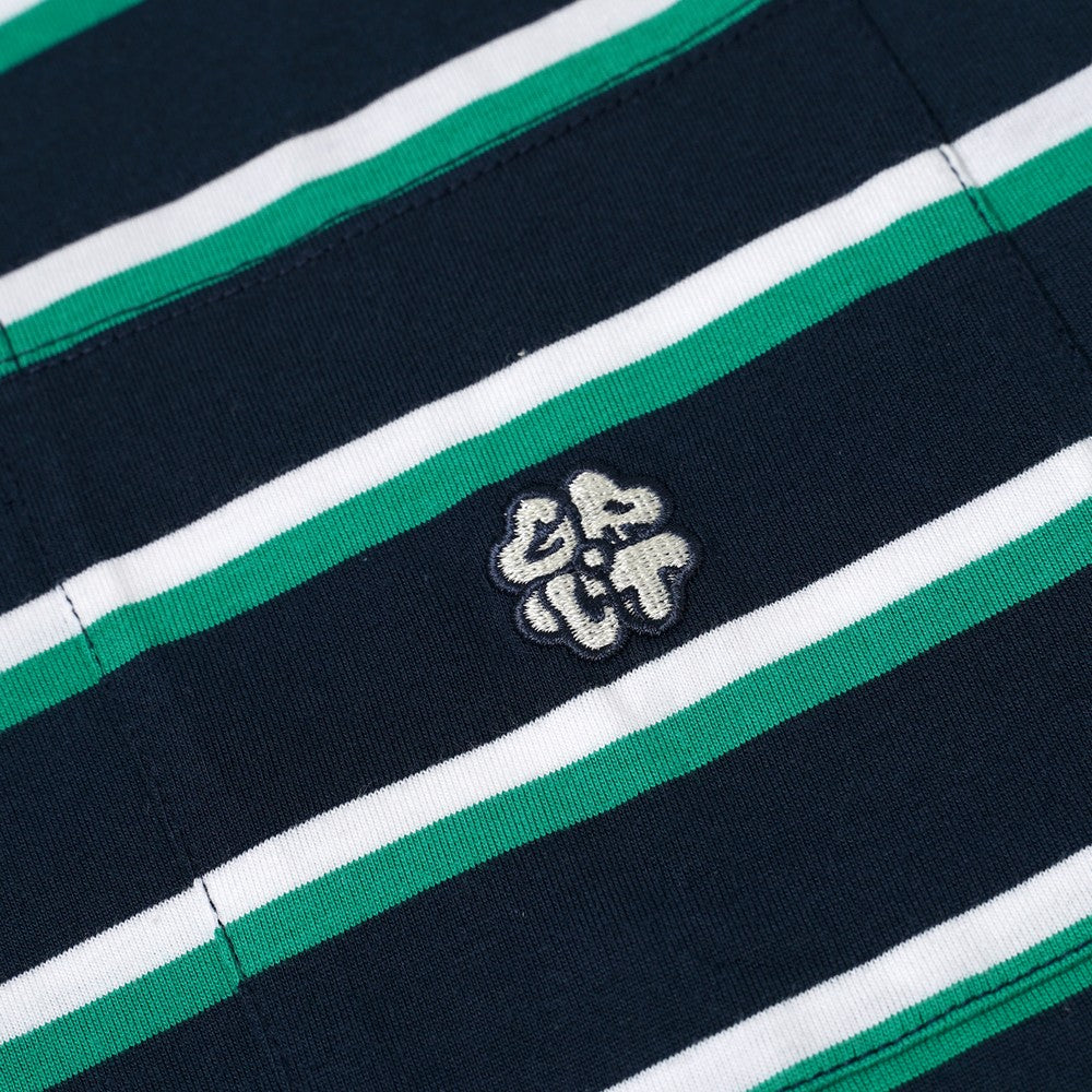 Greenlight Kaos Garis Wanita Lengan 7/8 Loose Fit Katun Polyester Stripe Tee Rui HP-C050126