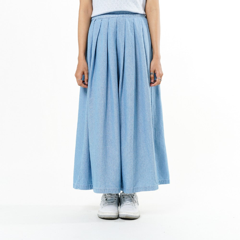 Greenlight Women's Midi Pleated A Line Skirt Cotton Denim Kay HP-C030126