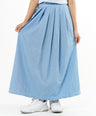 Greenlight Women's Midi Pleated A Line Skirt Cotton Denim Kay HP-C030126