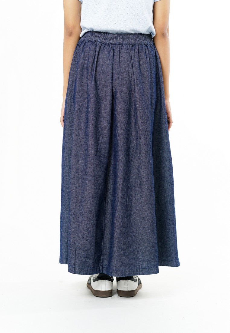 Greenlight Women's Midi Pleated A Line Skirt Cotton Denim Kay HP-C030126