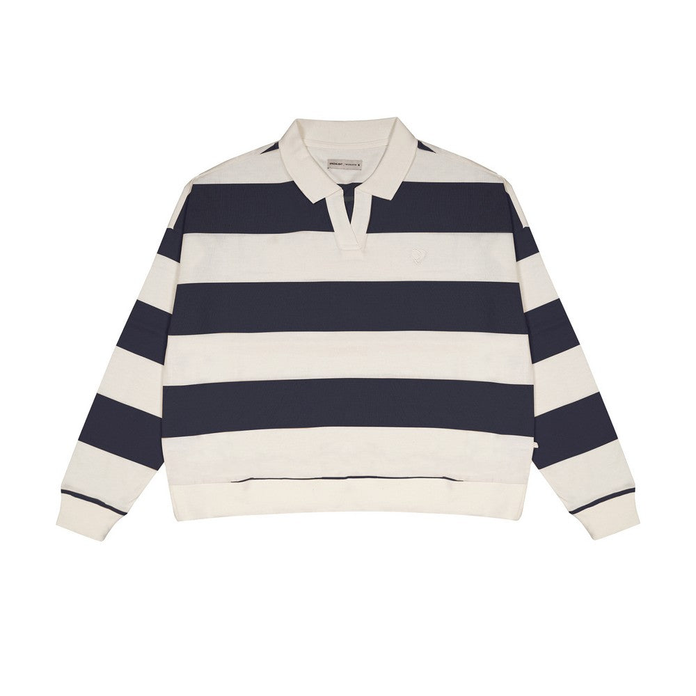 Greenlight Women's Collar T-Shirt Long Sleeve Loose Fit Stripe Tee Kisa HP-C010626