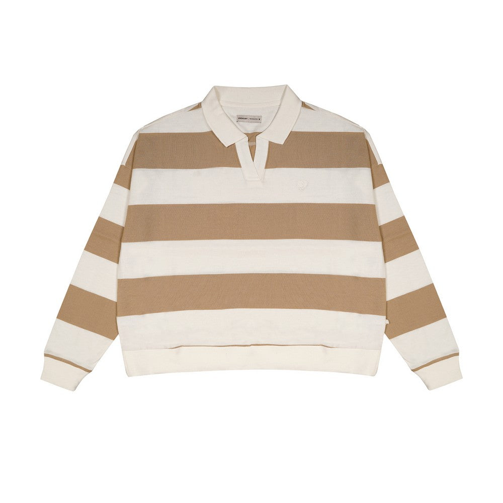 Greenlight Women's Collar T-Shirt Long Sleeve Loose Fit Stripe Tee Kisa HP-C010626