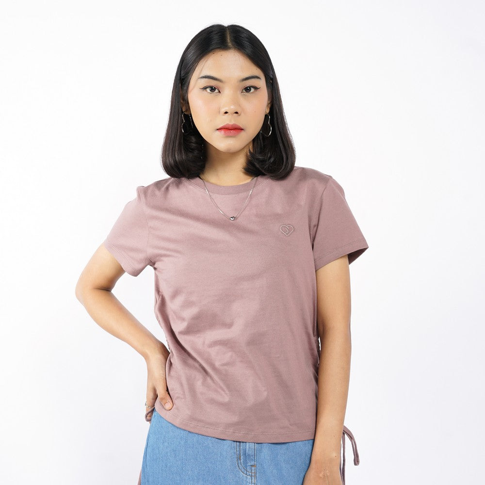 Greenlight Women T-Shirt Short Sleeve Body Fit Cotton Ruched Side Nozomi HP-C090426