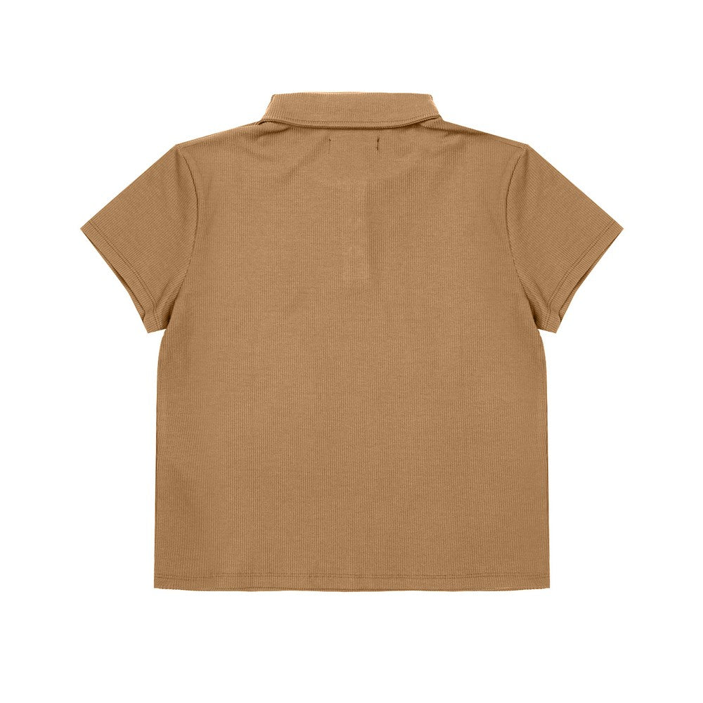 Greenlight Women's Collar T-Shirt Short Sleeve Loose Fit Chika C010926