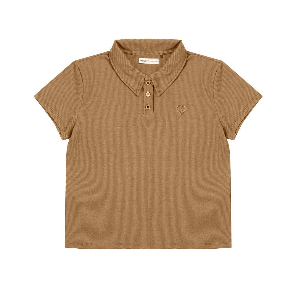 Greenlight Women's Collar T-Shirt Short Sleeve Loose Fit Chika C010926