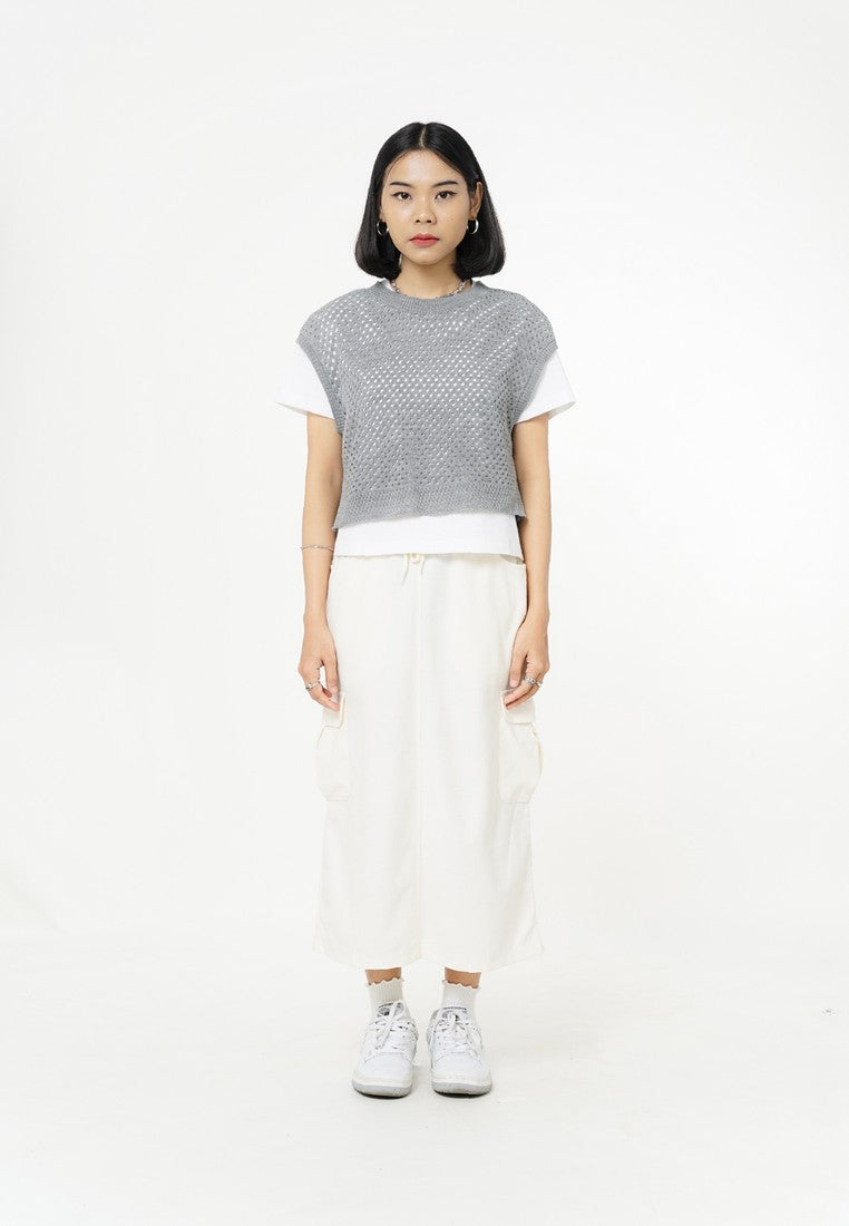 Greenlight Kaos Wanita dengan Vest Crochet Rajut Loose Fit Zia HP-C020326