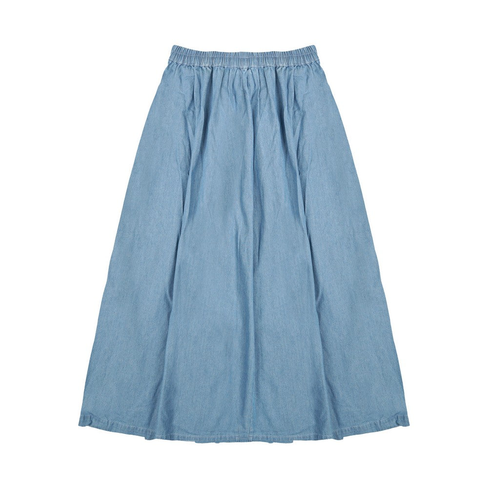 Greenlight Women's Midi Pleated A Line Skirt Cotton Denim Kay HP-C030126