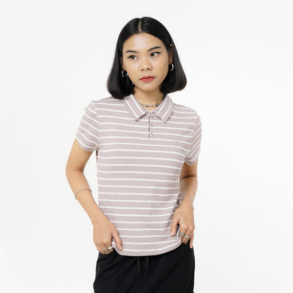 Greenlight Women's Collar T-Shirt Short Sleeve Basic Fit Stripe Tee Sana HP-C030326