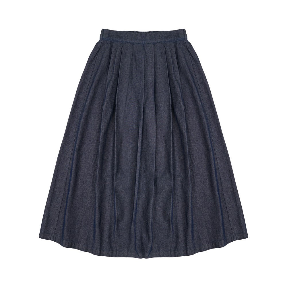 Greenlight Women's Midi Pleated A Line Skirt Cotton Denim Kay HP-C030126