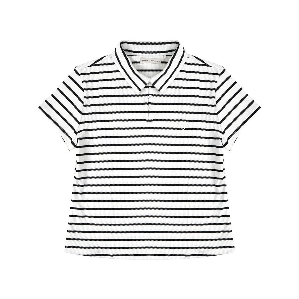 Greenlight Women's Collar T-Shirt Short Sleeve Basic Fit Stripe Tee Sana HP-C030326