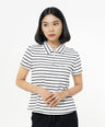 Greenlight Women's Collar T-Shirt Short Sleeve Basic Fit Stripe Tee Sana HP-C030326