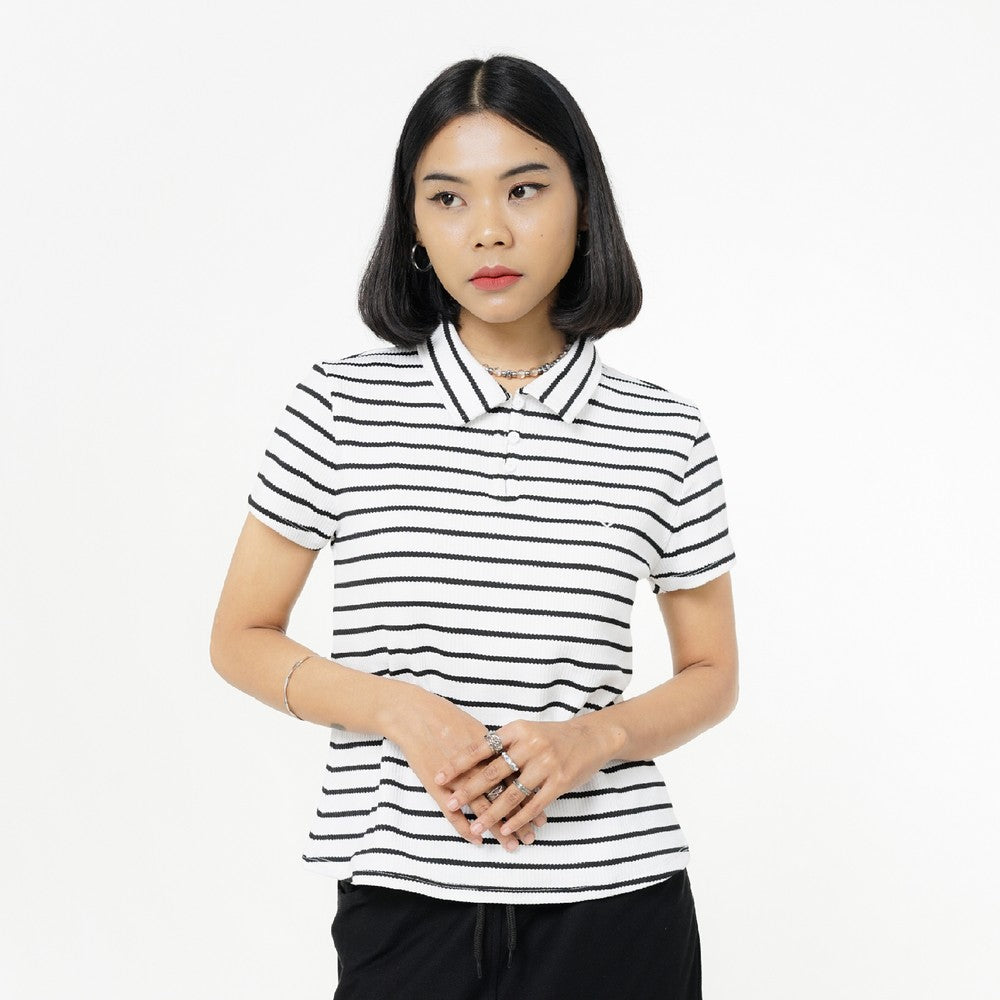 Greenlight Women's Collar T-Shirt Short Sleeve Basic Fit Stripe Tee Sana HP-C030326