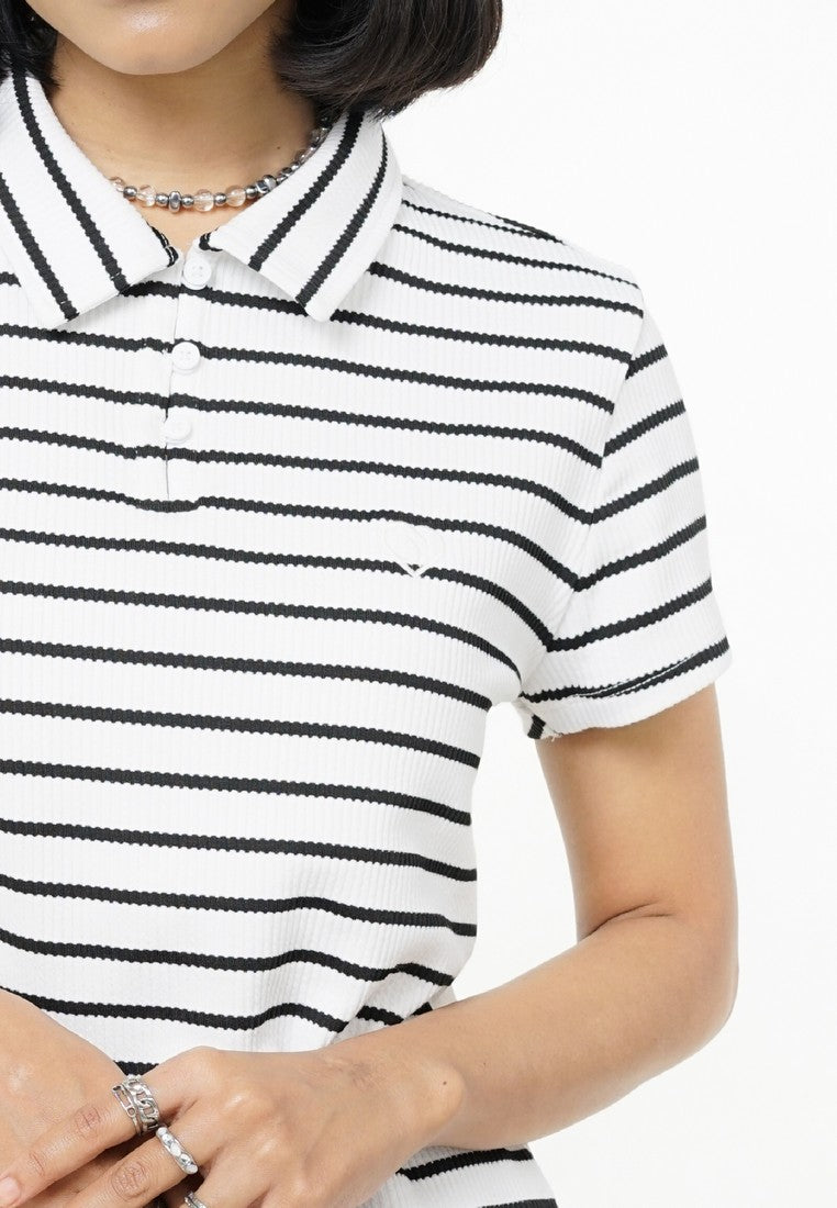 Greenlight Women's Collar T-Shirt Short Sleeve Basic Fit Stripe Tee Sana HP-C030326
