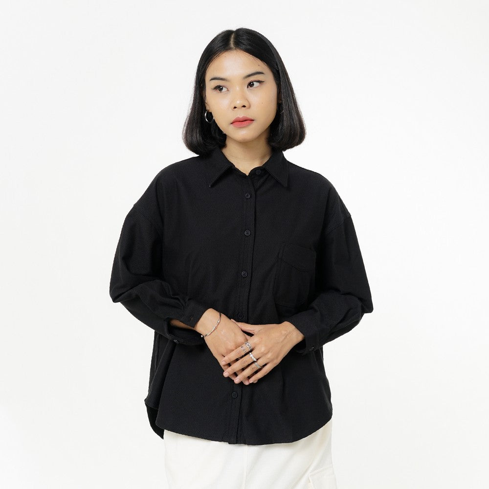 Greenlight Kemeja Basic Wanita Lengan Panjang Loose Fit Twill Rei HP-C050326