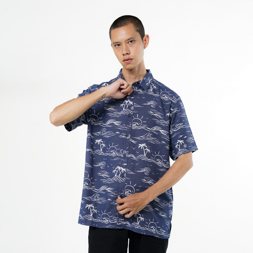 Greenlight Men's Shirt Short Sleeve Regular Fit Rayon Full Print Connor HP-C070225