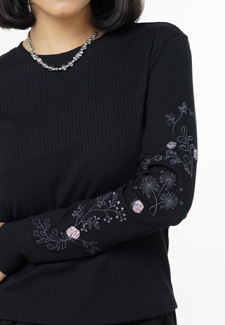Greenlight Women's T-Shirt Long Sleeve Body Fit Embroidery Kahari HP-C010326