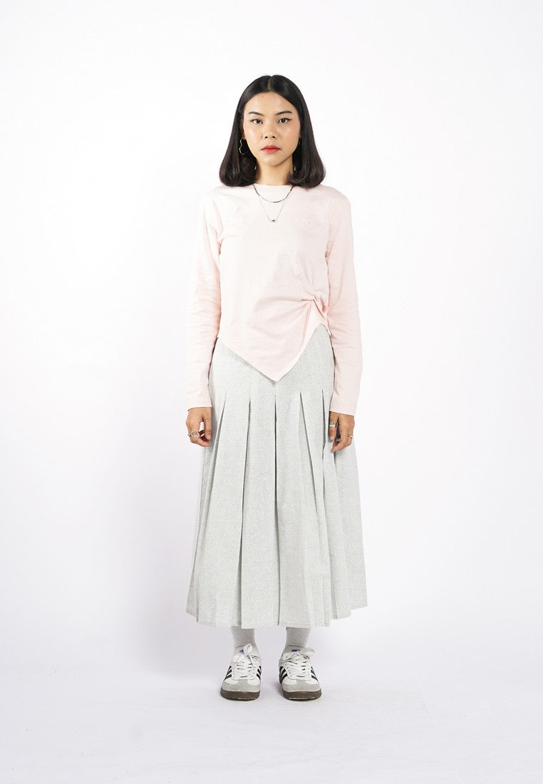 Greenlight Women's T-Shirt Long Sleeve Loose Fit Cotton Twisted Side Emiri C070626