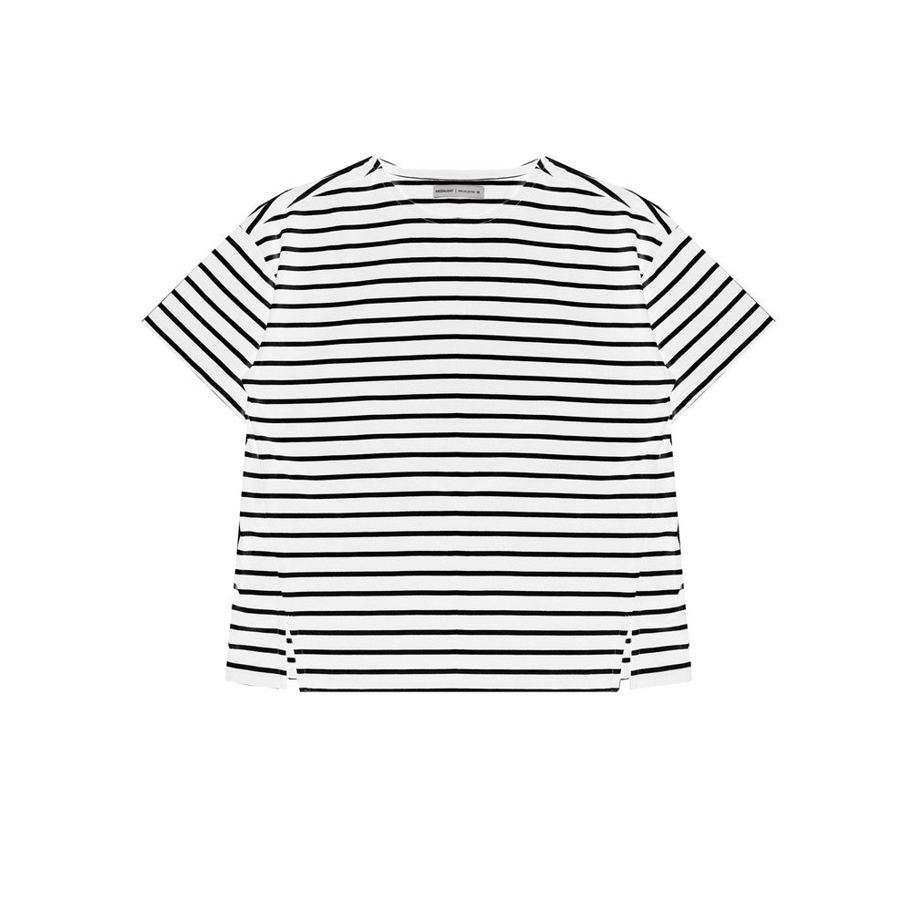 Greenlight Women's T-Shirt Short Sleeve Slim Fit Stripe Slit Funani C011024