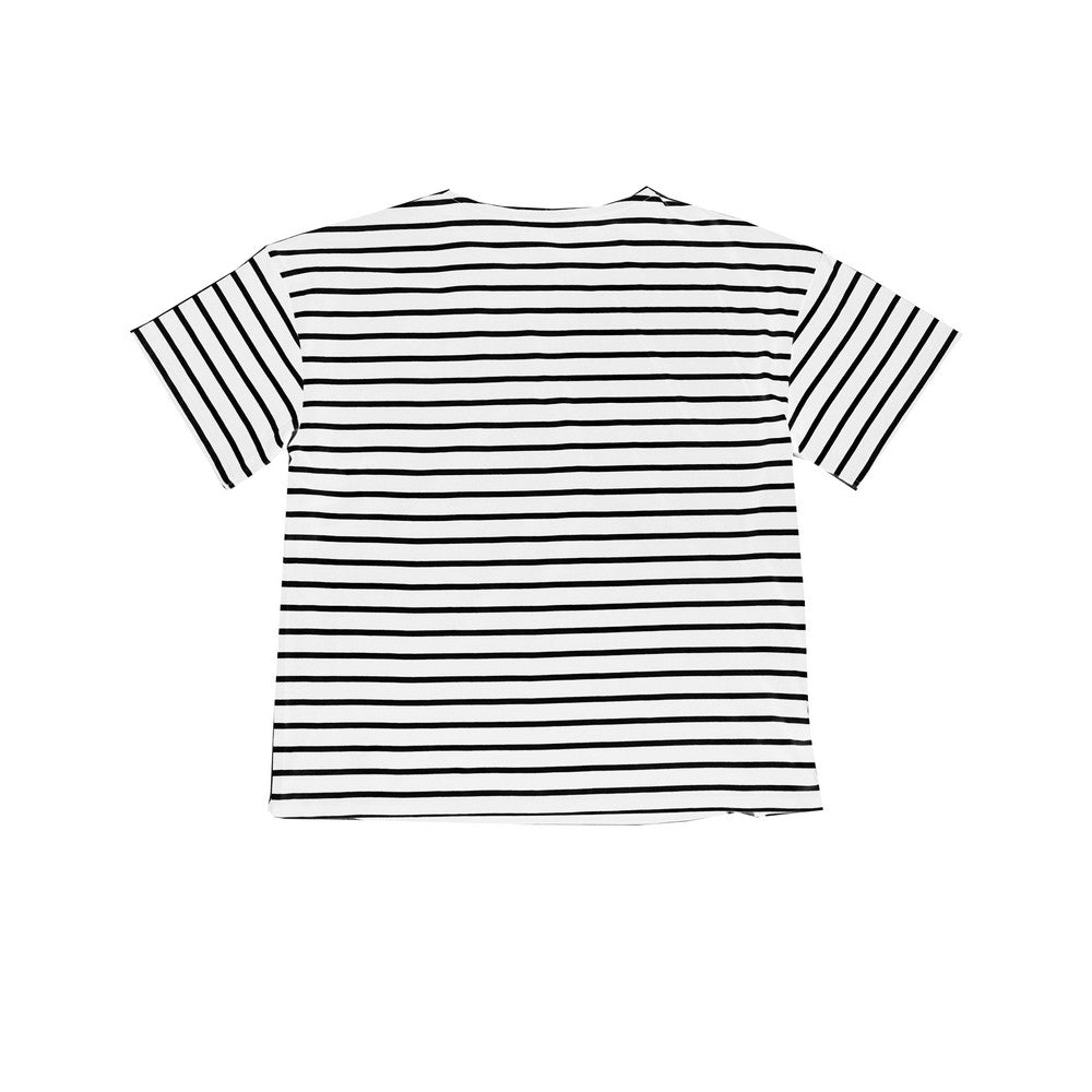 Greenlight Women's T-Shirt Short Sleeve Slim Fit Stripe Slit Funani C011024